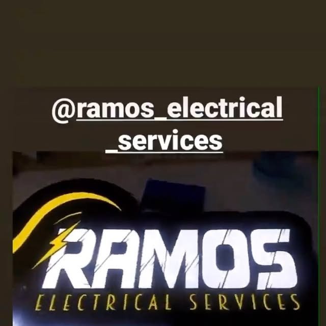 The sign, lit — Ramos Electrical Services