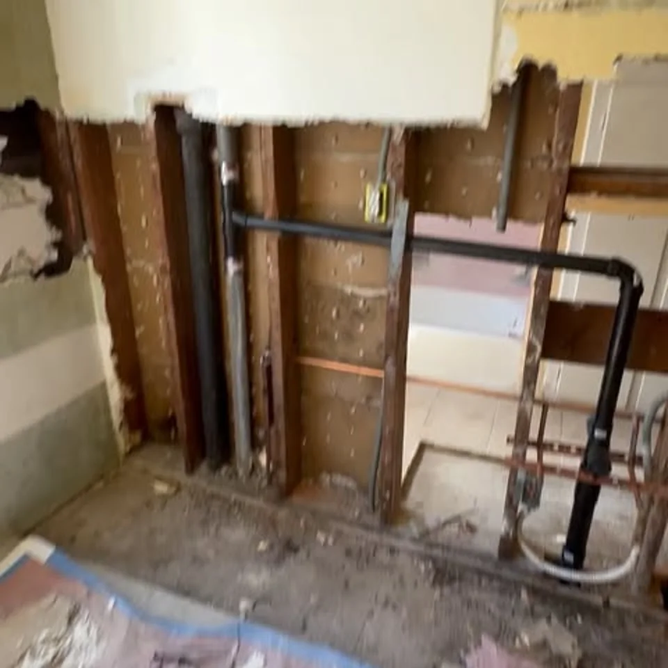 Drainage and water supply lines during a plumbing repair
